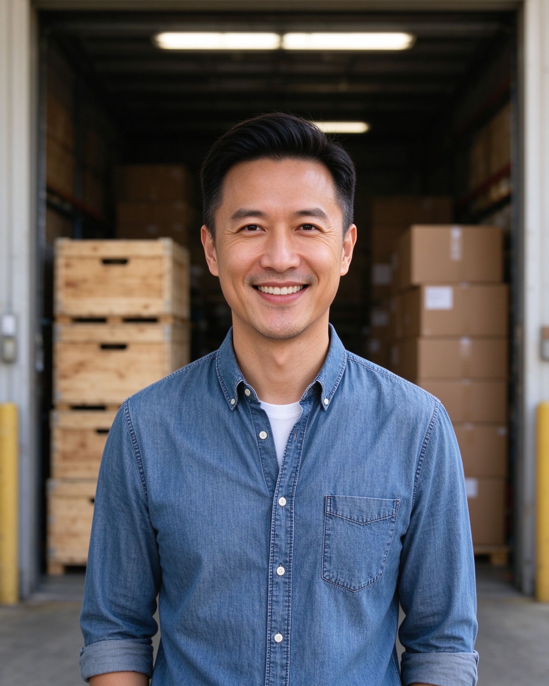 Daniel Wu, founder of YAWI LTD, at the Ontario warehouse