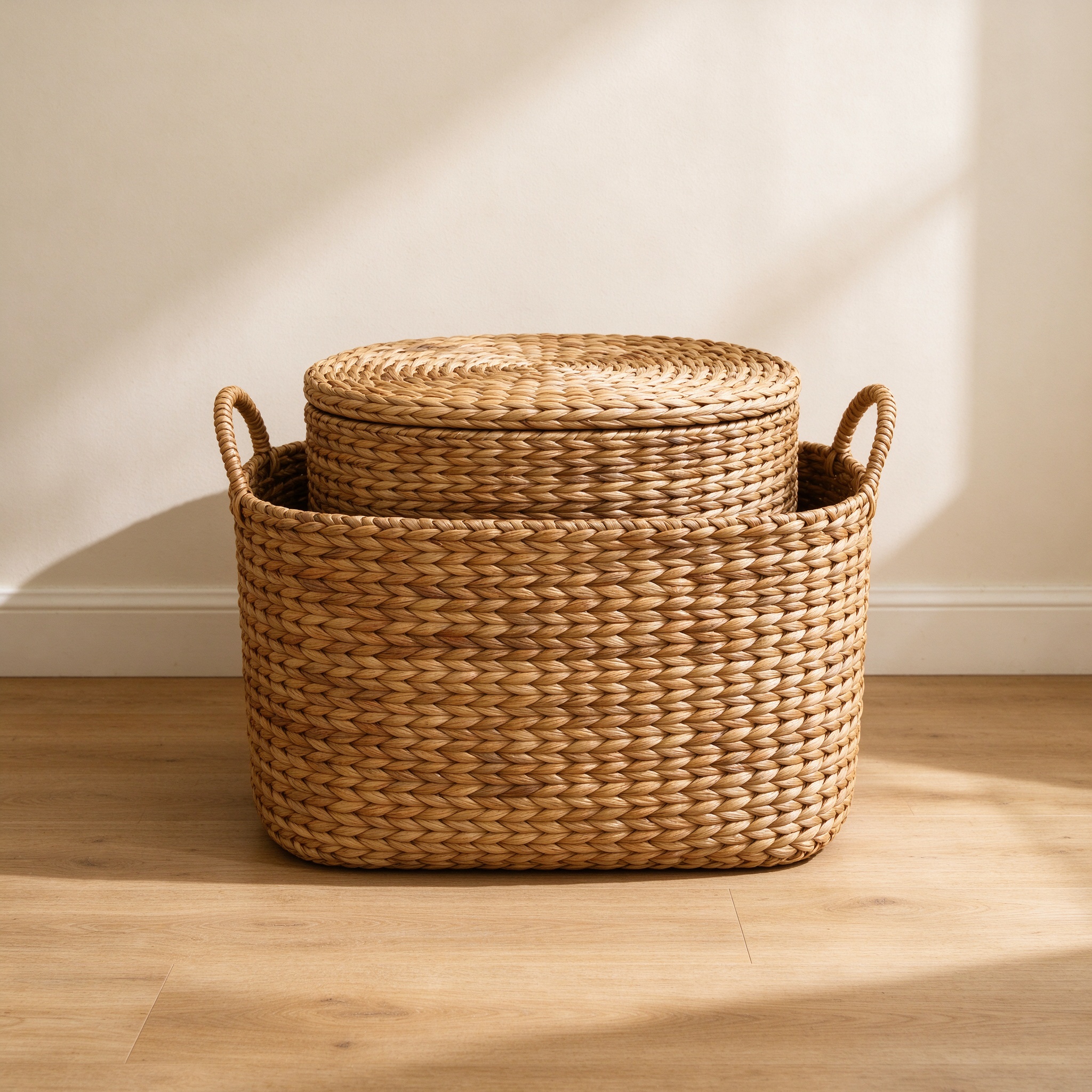Seagrass woven storage baskets